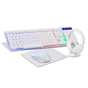 Imagem de Kit Gamer OX Loot Headset Teclado Mouse Mousepad Branco - Get OX
