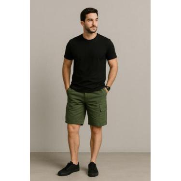Imagem de Shorts Bermuda Masculino Elástico Sarja do P ao XG - juc men, Verde, P