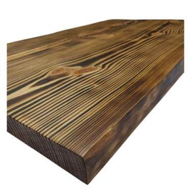 Imagem de Tampo Rústico Retangular Acabamento Queimado Madeira Maciça 4,5x90x200
