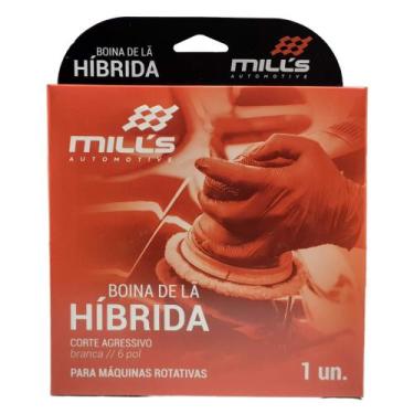 Imagem de Boina de lã hibrida corte agressivo branca 6" maquina rotativa - mills