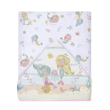 Imagem de TOALHA DE BANHO FRALDA SOFT DUAS CAMADAS COM CAPUZ LATERAL PARA BEBÊ P