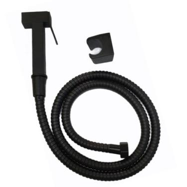 Imagem de Ducha Higiênica Quadrada Flexível e Suporte Preto Fosco - F120PF - Cas
