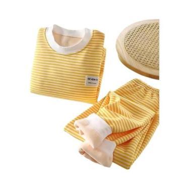 Imagem de Conjunto De Pijamas De Pelúcia Listrados Para Meninos E Meninas, Roupa