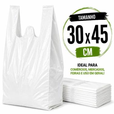 Imagem de 3 kg sacola branca plastica reciclada reforçada resistente tamanho:30x