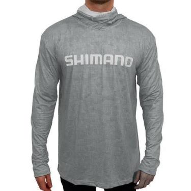Imagem de Camisa Pesca Manga Longa C/ Touca Fps 50+ Tam M Cza Esc - Shimano