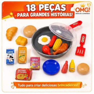 Imagem de Frigideira Gourmet Infantil Com Comidinhas Kit Cozinha 18 peças - OMG!