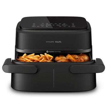 Imagem de Fritadeira Airfryer sem Óleo Philips Walita NA1500 Série 1000 Duplo Cesto 7,1L 1850W Preto 220V