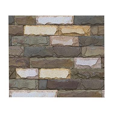 Imagem de WSWJDW Decoração da casa 3D PVC Papel de parede de grão de madeira Papel de parede de pedra de tijolo Papel de parede autoadesivo de sala de estar Papéis de parede de quarto, 17,45 cm x 10 m