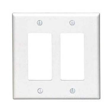 Imagem de Placa de parede Decora Leviton PJ262-W 2-Gang Decoração/GFCI, Tamanho Médio, Branca, Pacote com 25
