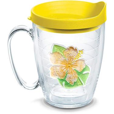 Imagem de Tervis Copo isolado Island Hibiscus feito nos EUA com parede dupla, caneca de 473 ml, amarelo