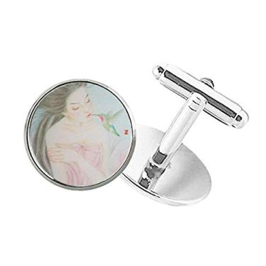 Imagem de DIYthinker Beleza com Pássaro, Estilo Chinês, Aquarela, Botão Redondo, Abotoaduras