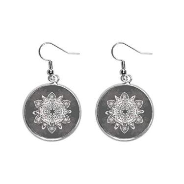 Imagem de Brinco feminino estilo árabe preto e branco com pingente de orelha