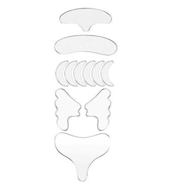 Imagem de Adesivo Silicone Anti-Rugas 8 Pçs Rosto Testa Busto Pescoço