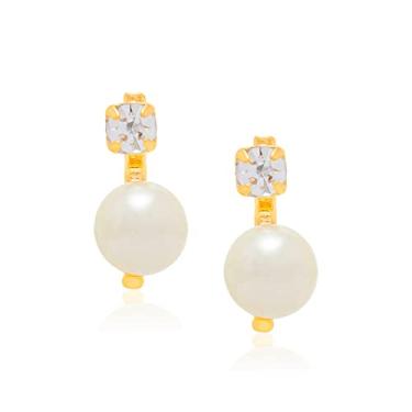 Imagem de Brinco com cristais e pérol -520582-Rommanel Cor: Branco com perola