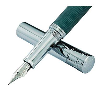 Imagem de Hongdian 1843 Caneta-tinteiro de metal sólido ponta extrafina, padrão ondulado verde com conversor recarregável e estojo de caneta de metal