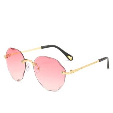 Imagem de Designer de moda feminina óculos polarizados sem aro oceano óculos de sol gradiente vintage armação irregular óculos de sol para mulheres, 2, china