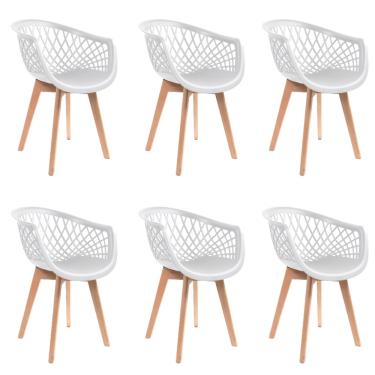 Imagem de Kit 6 Cadeiras Design Eames Wood Web Branca