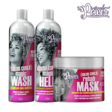 Imagem de Kit Shampoo Condicionador Mascara Soul Power Color Curls Cabelos Color