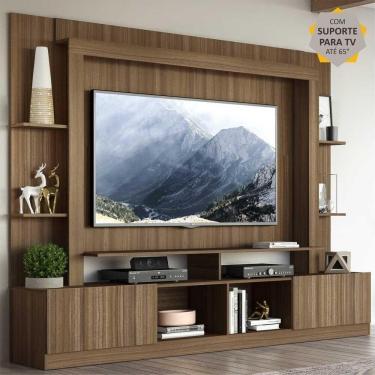 Imagem de Rack Estante c/ Painel e Suporte TV 65" e 2 portas Oslo Multimóveis Madeirado