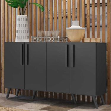 Imagem de Aparador Buffet 4 Portas com Pés Retrô Viena Multimóveis Preto