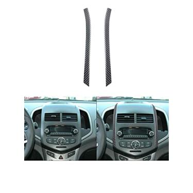 Imagem de JEZOE Adesivos de fibra de carbono pretos acessórios do interior do carro, para Chevrolet Sonic 2012-2016 (com janelas elétricas, sem tela MYLINK 7")