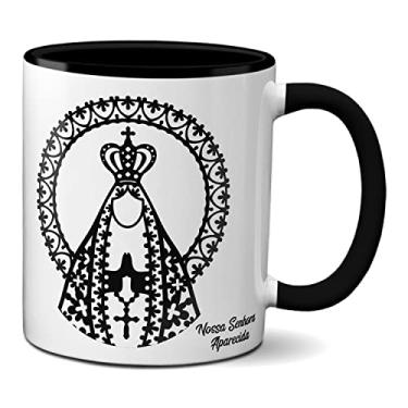 Imagem de Caneca Padroeira Nossa Senhora Aparecida Oração Ave Maria (Preta)