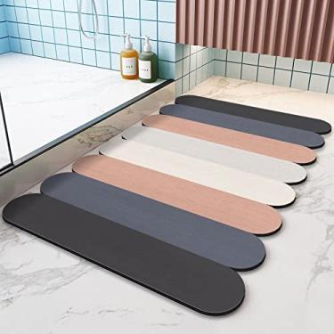 Imagem de SHENGANG Tapete de banheiro absorvente de secagem rápida tapete de banho antiderrapante de diatomácea tapete de entrada capacho pele napa carpete para banheiro, 14,40x60cm
