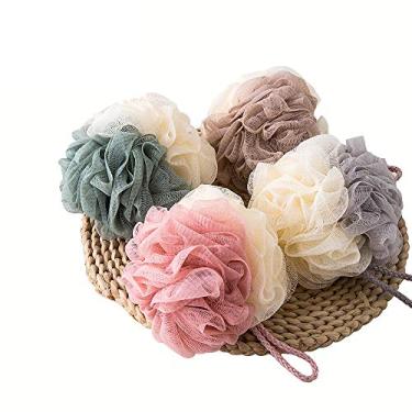 Imagem de HuiYouHui Pacote com 4 esponjas de banho de malha de renda, buchas de esponja, esponjas de bucha de banho multicoloridas para pele sedosa, acessórios de banho luxuosos de espuma de limpeza total