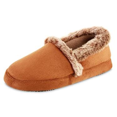 Imagem de isotoner Pantufas femininas recicladas de microcamurça a Line Eco Comfort, Conhaque, 5-6