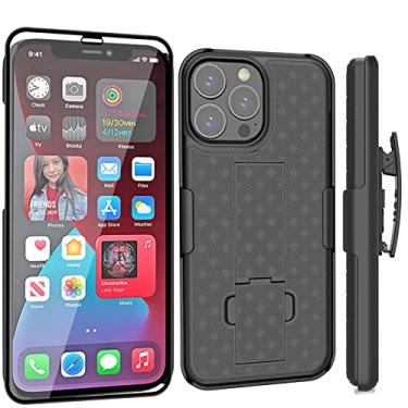 Imagem de Ailiber Compatível com capa para iPhone 13 Pro, coldre para iPhone 13 Pro com protetor de tela, clipe de cinto giratório, suporte de suporte, capa fina à prova de choque para iPhone 13 Pro 6,1 polegadas - preta