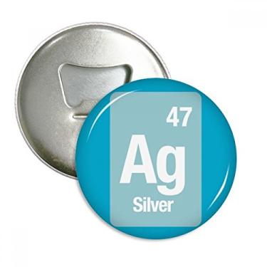 Imagem de Ag Silver Chemical Element Science Abridor de garrafas ímã de geladeira emblema multifuncional