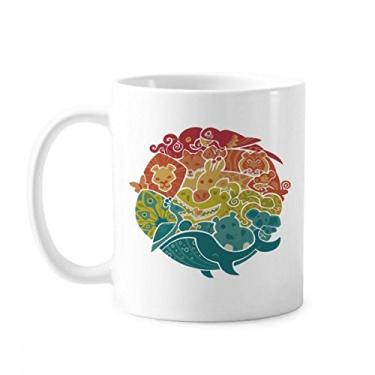 Imagem de Caneca ilustrada abstrata de peixe azul oceano caneca cerâmica xícara de porcelana de café louça