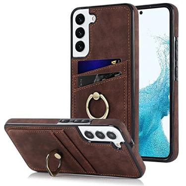 Imagem de Capa de couro de luxo para Samsung Galaxy S22 Ultra S21 Plus S20 FE Note 20 A12 A13 A32 A33 A52 A53 A52S Anel Carteira, Café, para Samsung A23 5G