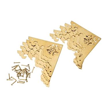 Imagem de Esquina de caixa decorativa antiga, protetor de esquina de livro de metal vintage 8x5.5cm Patron hueco de material de latão