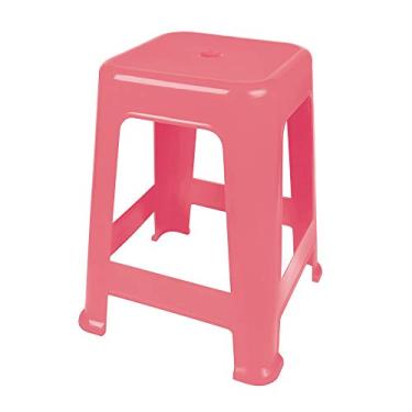 Imagem de Banqueta Bela Vista Plástico Suporta Até 120 Kg Empilhável Restaurante Cozinha Jardim- Mor - Rosa