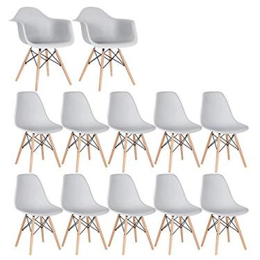 Imagem de Loft7, Conjunto 2 x cadeiras Eames DAW com braços + 10 cadeiras Eiffel DSW - Cinza claro