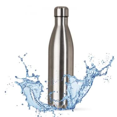 Imagem de Garrafa Térmica Aço Inoxidável Academia Trilha Viagem Portátil Prata Quente Gelado Bebida Garrafinha