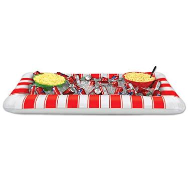 Imagem de Beistle Resfriador de buffet de listras infláveis, 71 x 13 cm, vermelho/branco