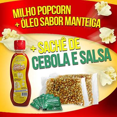 Imagem de Popcorn Premium 200g milho + Óleo sabor Manteiga + 05 Sachê de Cebola e Salsa