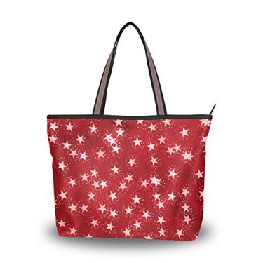 Imagem de Bolsa de ombro feminina My Daily com estrelas vermelhas para o Natal, grande, Multi, Large