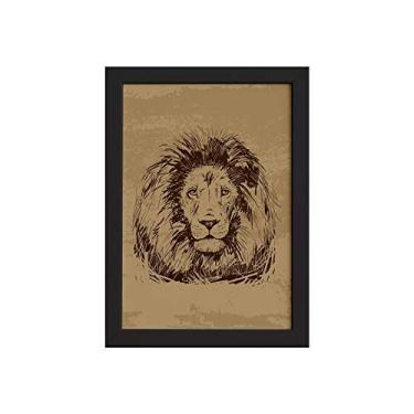 Imagem de Quadro para Sala Safari Leão Moldura Preta 33x43cm