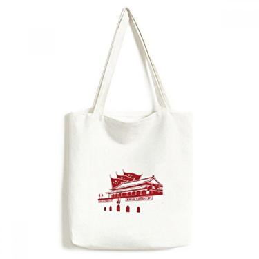 Imagem de Bandeira Tiananmen Emblema chinês vermelho sacola sacola de compras bolsa casual bolsa de mão