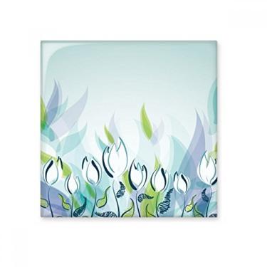 Imagem de Azulejo de cerâmica brilhante pintado à mão Tulipa Flor Pedra adornada tijolo vitrificado
