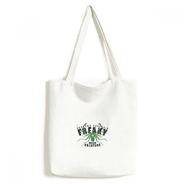Imagem de Bolsa de lona com estampa de estrela de aranha verde bolsa de compras casual bolsa de mão
