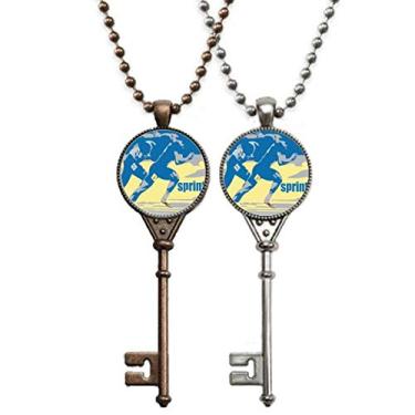 Imagem de OFFbb-USA Colar com pingente de chave anaeróbica Track Field Sprint para decoração de casais