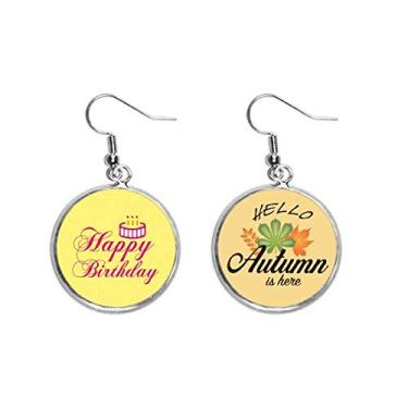 Imagem de Birthday Wishes Brinco inglês Blessing Ear Pendente folha de outono joia