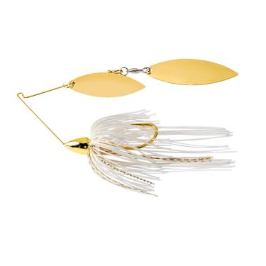 Imagem de War Eagle Double Willow moldura dourada Spinnerbait, Spinnerbait, White Gold, 3/8 oz.