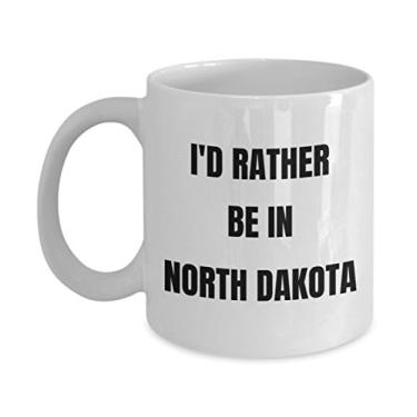 Imagem de Caneca North Dakota - I'd Rather be in North Dakota - Caneca de café - Ideia de presente de mordaça da Dakota do Norte - Cesta de presente para homens ou mulheres
