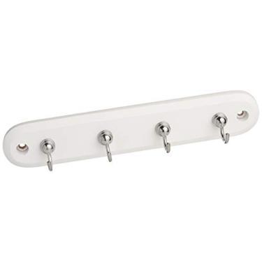 Imagem de Spectrum, Organizador moderno de entrada e decoração de parede com quatro chaveiros, ganchos de madeira, branco/cromado