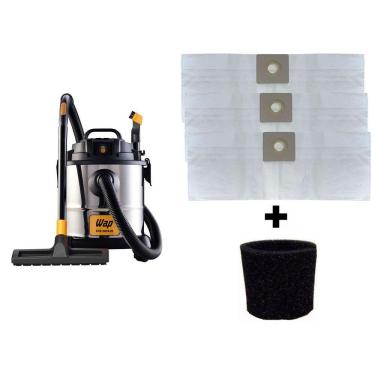 Imagem de Kit 3 Sacos Aspirador Wap Gtw Inox 20 + Filtro Motor